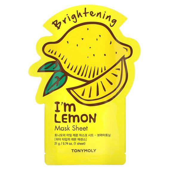 Tony Moly, I&#39;m Lemon, осветляющая тканевая маска, 1 шт., 21 г (0,74 унции)