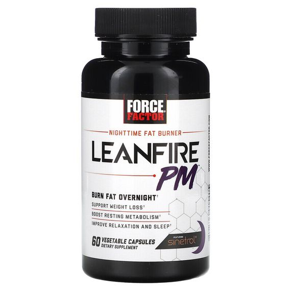 Force Factor, Nighttime Fat Burner, Leanfire PM, 60 растительных капсул