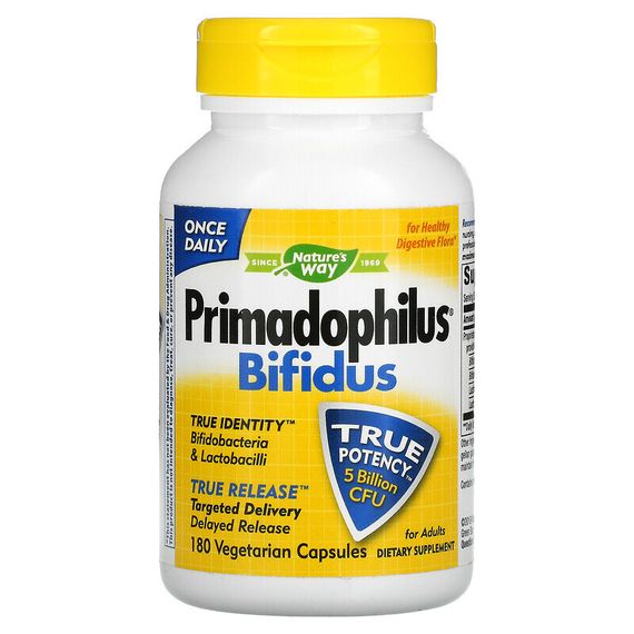 Nature&#39;s Way, Primadophilus Bifidus, смесь пробиотиков, 5 млрд КОЕ, 180 вегетарианских капсул