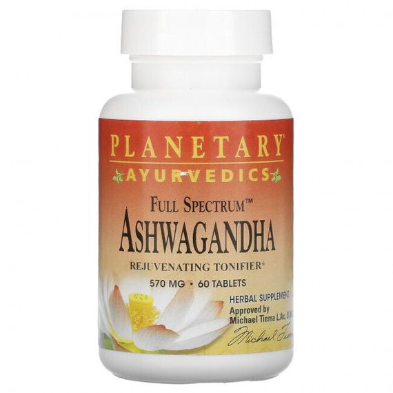 Planetary Herbals, Ayurvedics, Full Spectrum, ашваганда, 570 мг, 60 таблеток