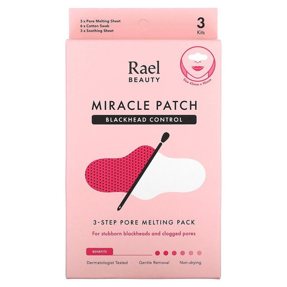 Rael, Beauty, Miracle Patch, Mitesserkontrolle, 3-Stufen-Packung zum Auflösen der Poren, 1 Kit