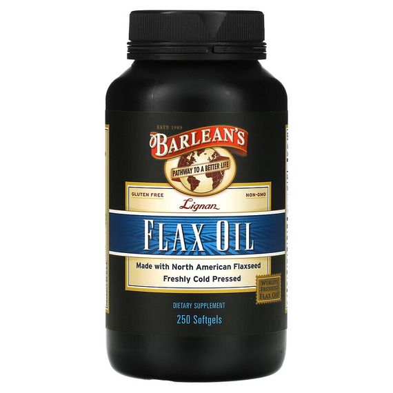 Barlean&#39;s, льняное масло с содержанием лигнана, 250 мягких таблеток