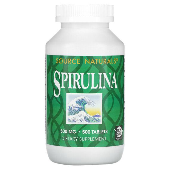 Source Naturals, Спирулина, 500 мг, 500 таблеток