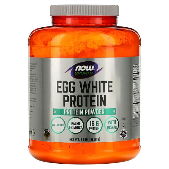 NOW Foods, Sports, протеиновый порошок яичного белка, с нейтральным вкусом, 2268 г (5 фунтов)