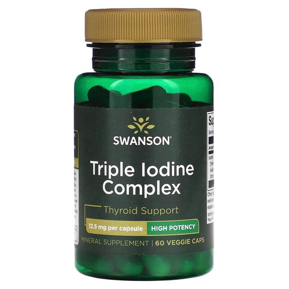 Swanson, Комплекс тройного йода, высокоэффективный, 12,5 мг, 60 растительных капсул