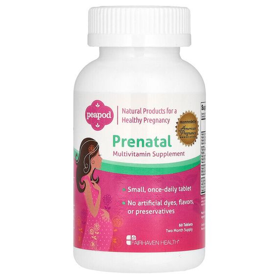 Fairhaven Health, Peapod, мультивитаминная добавка для беременных, 60 таблеток