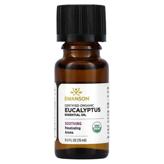 Swanson, Certified Organic Eucalyptus Essential Oil, 0.5 fl oz (15 ml)