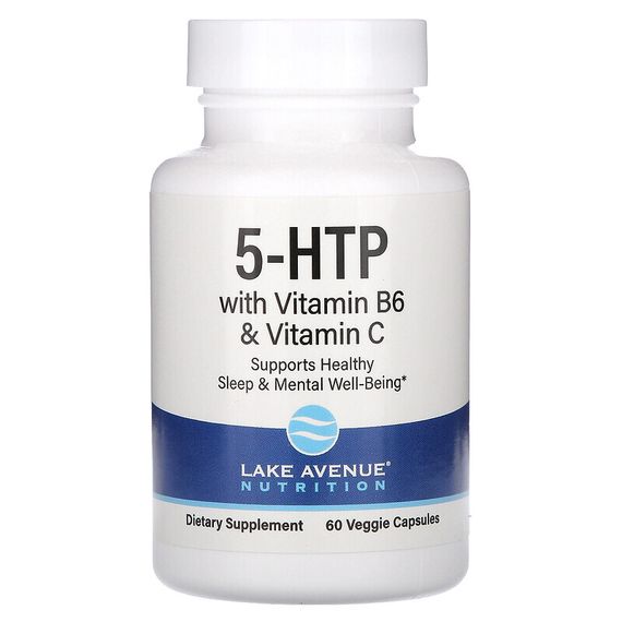 Lake Avenue Nutrition, 5-гидрокситриптофан с витаминами B6 и C, 60 вегетарианских капсул
