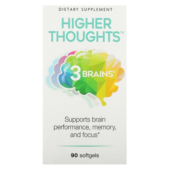 Natural Factors, 3 Brains, Higher Thoughts, добавка для поддержки работы мозга, 90 капсул