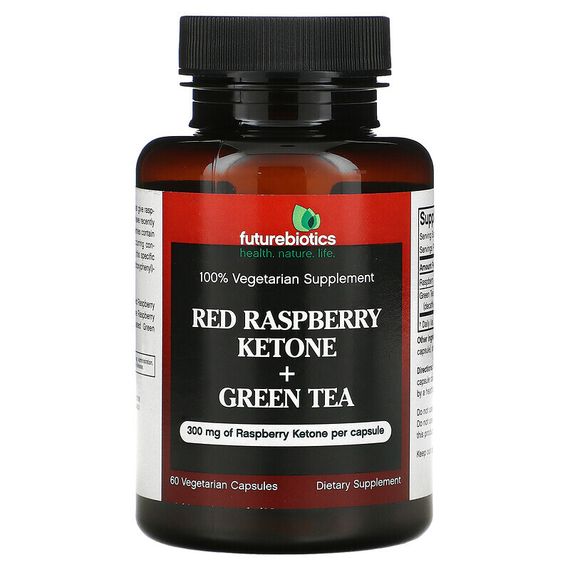 Futurebiotics, Кетоны из красной малины + зеленый чай, 60 вегетарианских капсул