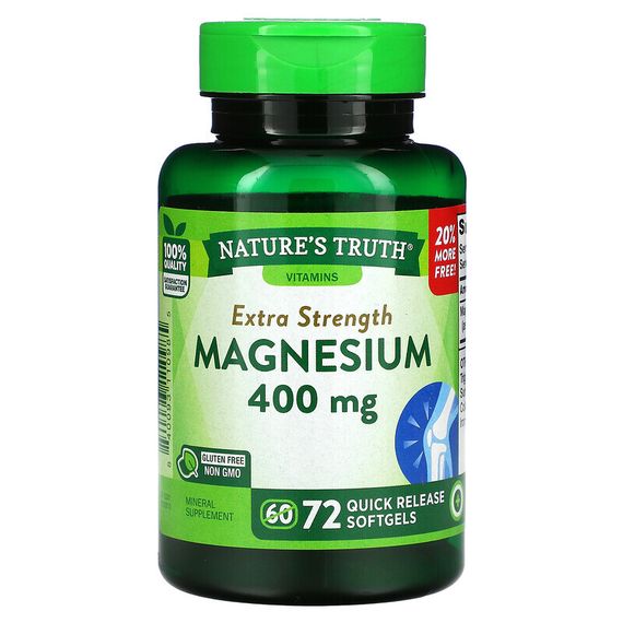 Nature&#39;s Truth, Магний Extra Strength, 400 мг, 72 мягких капсулы быстрого высвобождения