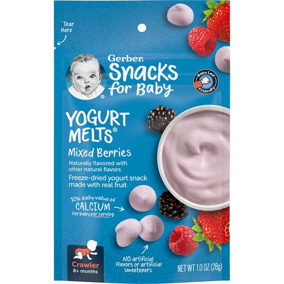Gerber, Snacks for Baby, йогурт, от 8 месяцев, ягоды, 28 г (1 унция)