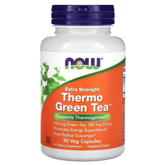 NOW Foods, Зеленый термо чай, 90 вегетарианских капсул