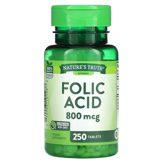 Nature&#39;s Truth, Folic Acid, 800 mcg, 250 Tablets