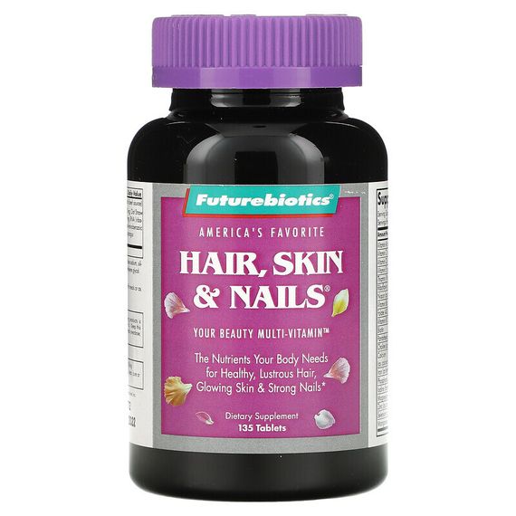 Futurebiotics, Hair, Skin &amp; Nails, средство для поддержания здоровья волос, кожи и ногтей, 135 таблеток