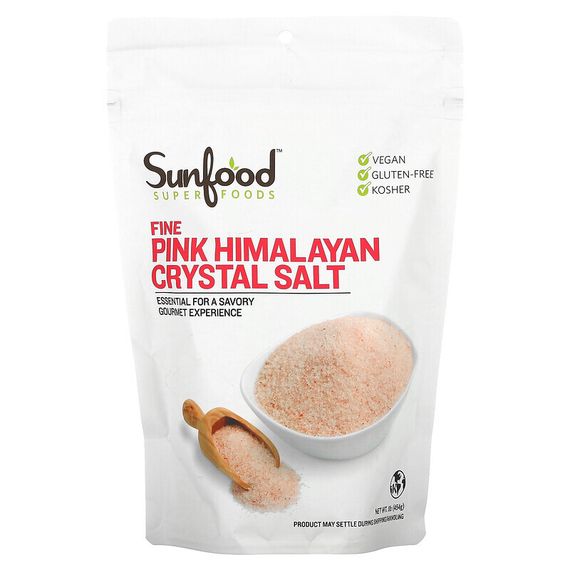 Sunfood, Мелкая гималайская каменная соль, 454 г (1 фунт)