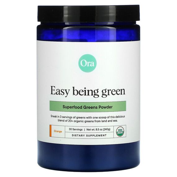Ora, Easy Being Green, порошок из суперфудов зелени, апельсин, 240 г (8,5 унций)