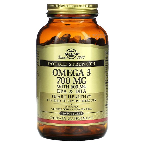 Solgar, Omega-3, EPA &amp; DHA, Double Strength, 700 mg, 120 Softgels
