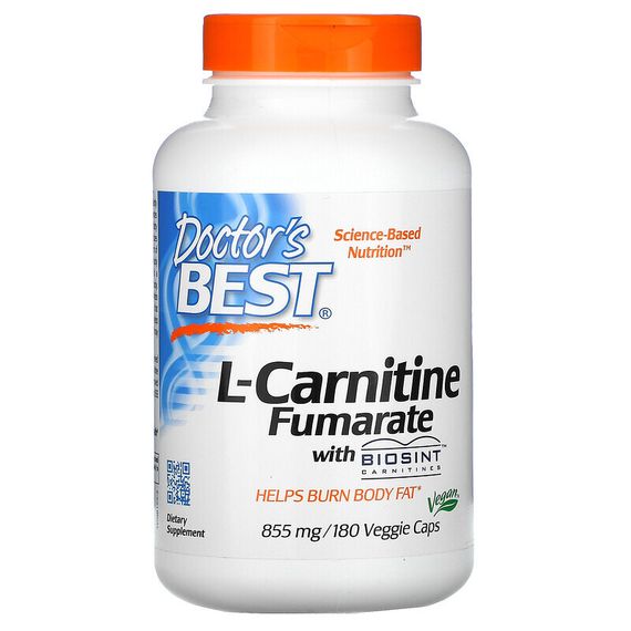 Doctor&#39;s Best, L-карнитин фумарат с карнитинами Biosint, 855 мг, 180 вегетарианских капсул