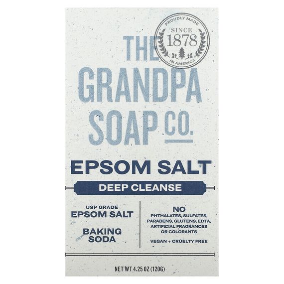 The Grandpa Soap Co., Кусковое мыло для лица и для тела, глубоко очищает, с английской солью, 4,25 унции (120г)