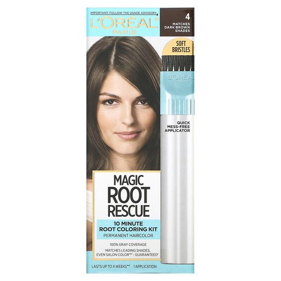 L&#39;Oréal, Комплект для окрашивания корней за 10 минут Magic Root Rescue, оттенок 4 темный коричневый, на 1 применение