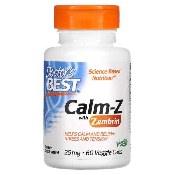 Doctor&#39;s Best, Calm-Z with Zembrin, 25 mg, 60 Veggie Caps