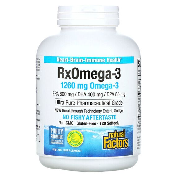Natural Factors, Rx Omega-3, 120 мягких таблеток Enteripure