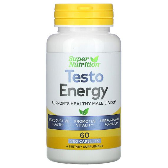 Super Nutrition, Testo Energy, 60 вегетарианских капсул