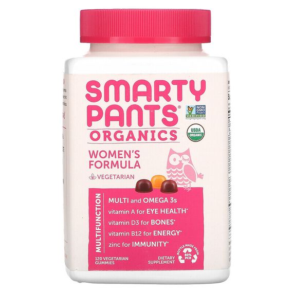 SmartyPants, Organics, Complete, комплекс для женщин, малина, лимон, лайм и виноград, 120 вегетарианских жевательных конфет