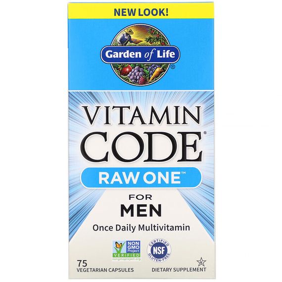 Garden of Life, Vitamin Code, RAW One, мультивитаминная добавка для мужчин (для приема 1 раз в день), 75 вегетарианских капсул