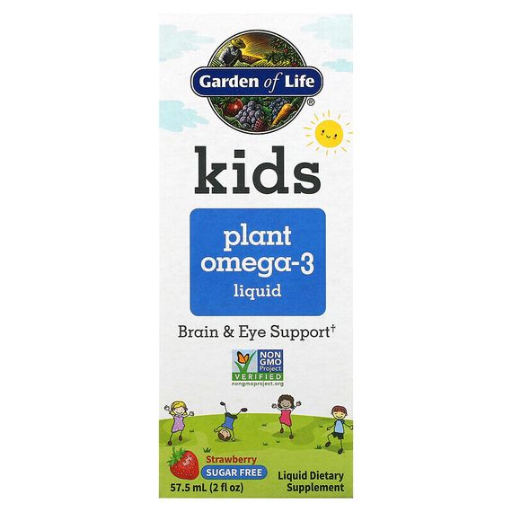 Garden of Life, Kids Plant Omega-3 Liquid, клубника, 57,5 мл (2 жидк. Унции)