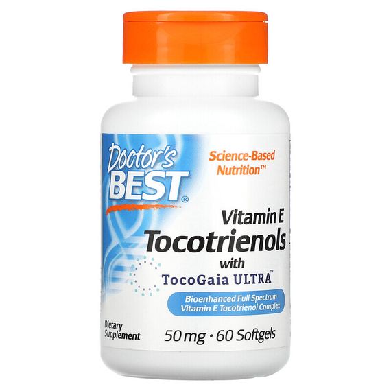 Doctor&#39;s Best, Vitamin E Tocotrienols with TocoGaia Ultra, 50 mg, 60 Softgels
