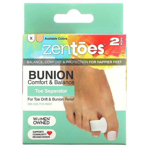 ZenToes, Toe Separator, Bunion Comfort &amp; Balance, универсальный размер, 2 шт. В упаковке