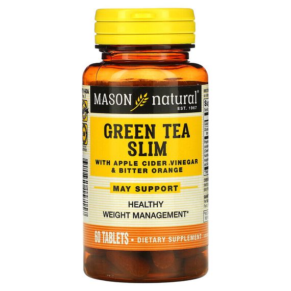 Mason Natural, Green Tea Slim с яблочным уксусом и горьким апельсином, 60 таблеток