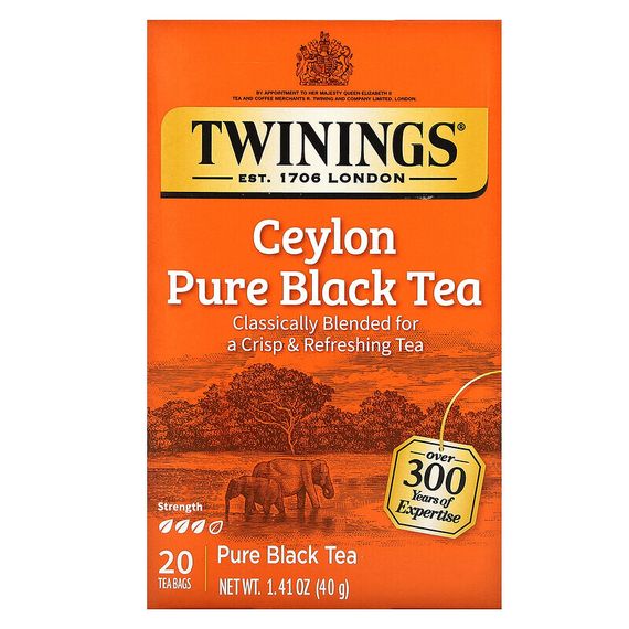 Twinings, Цейлонский апельсиновый чай Pekoe, 20 чайных пакетиков, 40 г (1,41 унции)