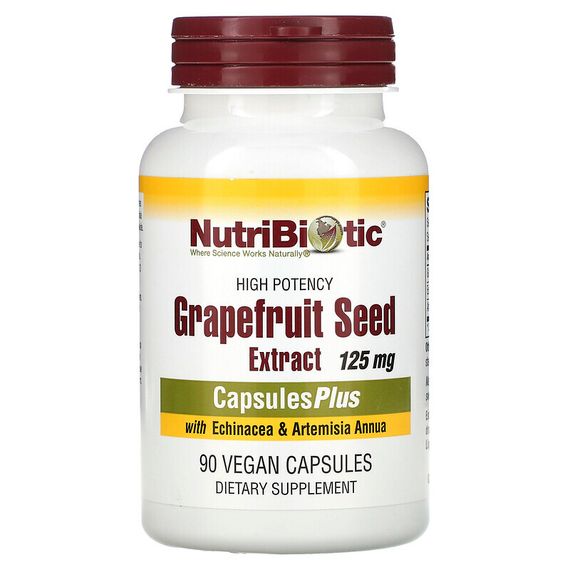 NutriBiotic, Grapefruitsamenextrakt mit Echinacea und Artemisia Annua, wirkstark, 125 mg, 90 vegane Kapseln