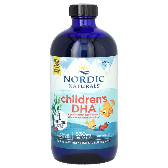 Nordic Naturals, ДГК для детей от 1 до 6 лет, со вкусом клубники, 473 мл (16 жидк. унций)