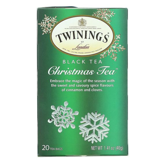 Twinings, Christmas Tea, черный чай, 20 чайных пакетиков, 40 г (1,41 унции)