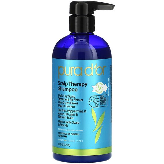 Pura D&#39;or, Scalp Therapy Shampoo, шампунь для ухода за кожей головы, 473 мл (16 жидк. унций)