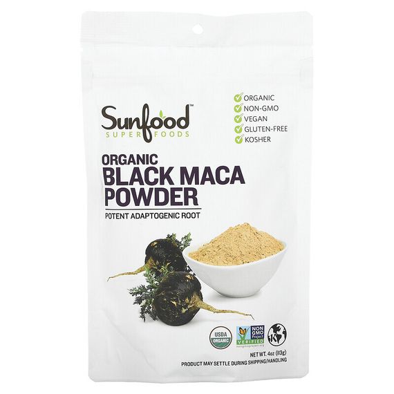 Sunfood, суперфуды, 4% порошок из органической черной маки, 113 г (4 унции)