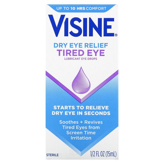 Visine, Dry Eye Relief, смазывающие капли для глаз, для усталых глаз, 15 мл (1/2 жидк. Унции)