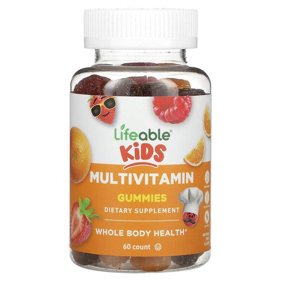 Lifeable, Мультивитамины для детей, натуральные фрукты, 60 жевательных таблеток
