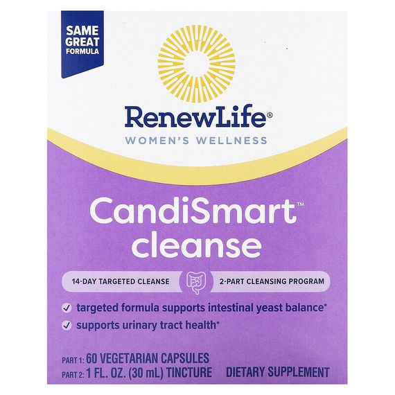 Renew Life, CandiSmart, 15-дневная программа очищения от дрожжей, комплекс из 2 частей