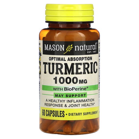 Mason Natural, Куркума с BioPerine, 1000 мг, 60 капсул