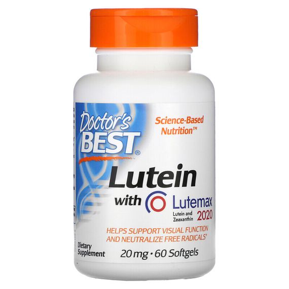 Doctor&#39;s Best, лютеин с Lutemax 2020, 20 мг, 60 мягких таблеток