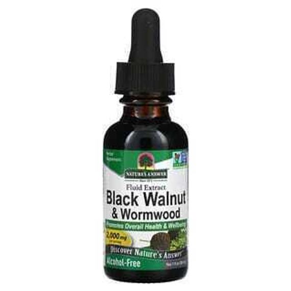 Nature&#39;s Answer, Black Walnut &amp; Wormwood, flüssiges Schwarznuss und Wermut-Extrakt, alkoholfrei, 2.000 mg, 30 ml (1 fl. oz.)