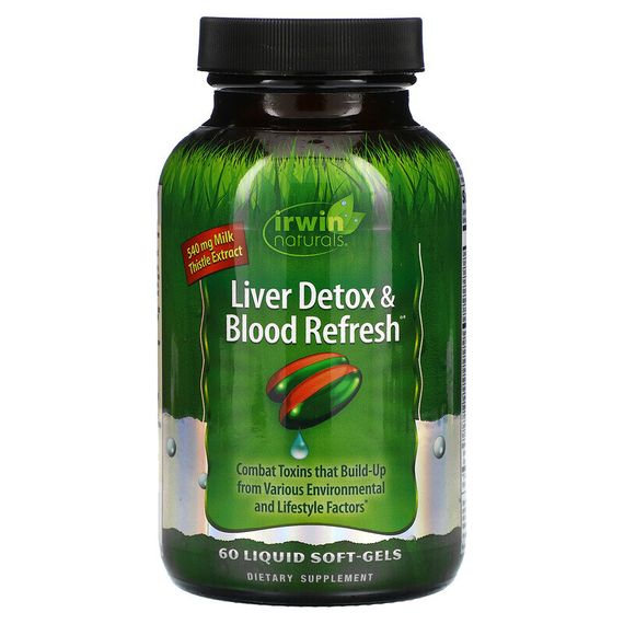 Irwin Naturals, Liver Detox &amp; Blood Refresh, добавка для очистки печени и крови, 60 капсул с жидкостью