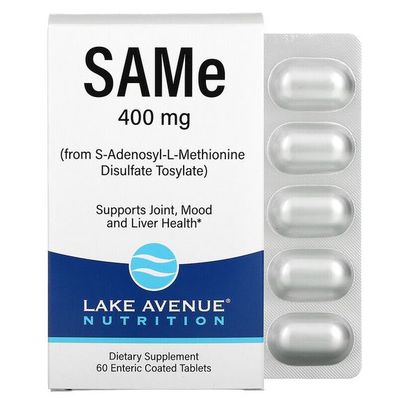 Lake Avenue Nutrition, SAMe (дисульфат тозилат), 400 мг, 60 таблеток, покрытых кишечнорастворимой оболочкой