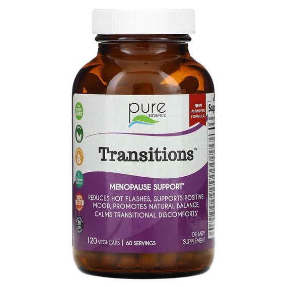 Pure Essence, Transitions, для поддержки менопаузы, 120 растительных капсул