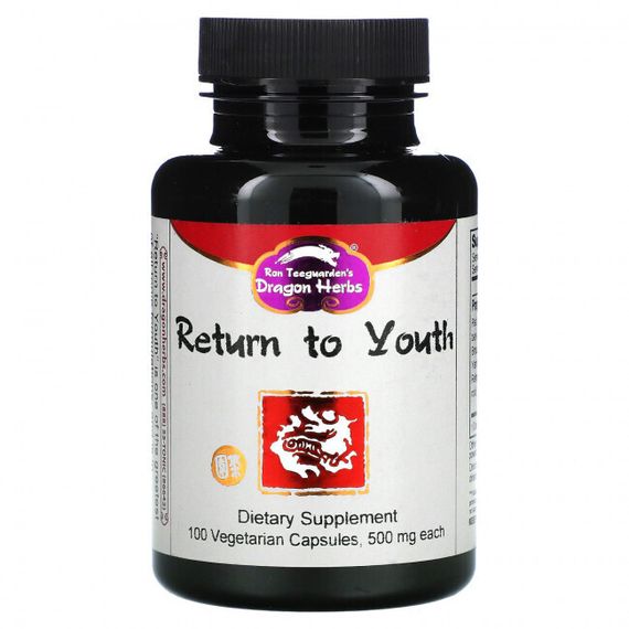 Dragon Herbs ( Ron Teeguarden ), сила молодости, 500 мг, 100 вегетарианских капсул
